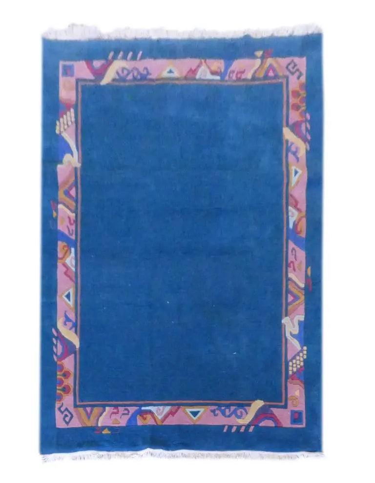 Nepali Plain Hand-Knotted Rug Made With Natural Wool & Cotton Color Green 8'2" X 6'6" Pan2162